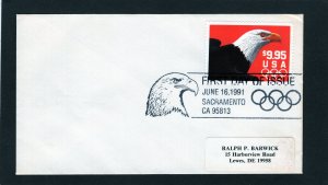 2541 Eagle & Olympic Rings, FDC no cachet addressed