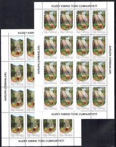 2011 EUROPA CEPT Cyprus Turkish 2 Mini-sheets of 16 values, Forests, MNH **