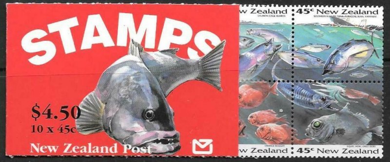 NEW ZEALAND SGSB65 1993 MARINE LIFE  BOOKLET (1752a) MNH