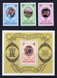 Turks and Caicos 486-89 MLH, Royal Wedding Set from 1981.