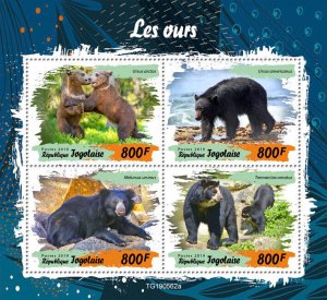 Togo 2019 MNH Wild Animals Stamps Bears American Black Brown Bear 4v M/S