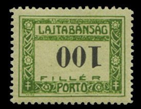 Hungary, Western Hungary #J8a, 1921 Postage Dues, 100f green and black, numer...