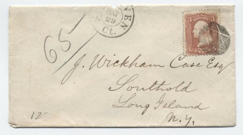 1860s New Haven CT #65 star of david fancy cancel cover [y3321]