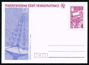 Poland Postal Card Ruch #CP 673 Int. Telecomm. Day; Mint