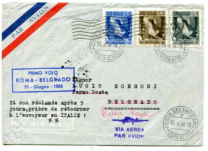 First flight JAT (Vatican)/Rome/Belgrade 16.6.56