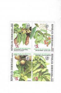 DOMINICAN REPUBLIC YEAR 2003 MEDICINAL PLANTS FLORA FLOWERS BLOCK OF FOUR DIFF