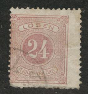 SWEDEN Scott J18 used 1886 postage due perf 13 blunt perfs