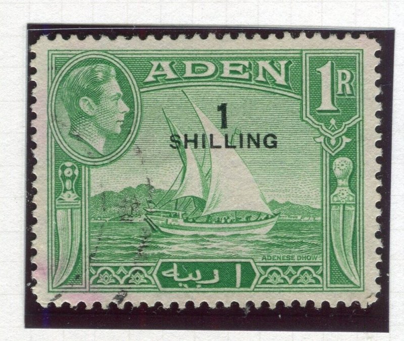 ADEN; 1940s early GVI surcharged issue fine used 1s. value