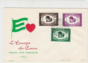 Belgium 1958  L'Europe da Coeur Europe Heart Slogan Cancel Stamps FDC Cover25446