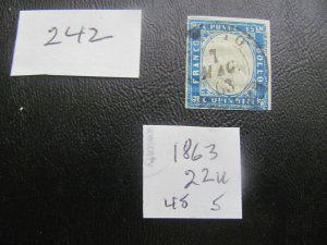 ITALY 1863 USED SC 22 VF $45 (242)