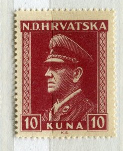 CROATIA; 1943 early Ante Pevelic issue fine MINT MNH unmounted 10k. value
