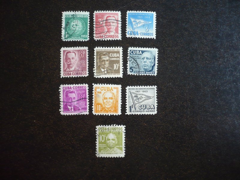 Stamps - Cuba - Scott# 514-518,C92-C95,E19 - Used Set of 10 Stamps