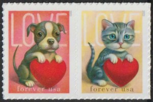 USA Sc. 5746a (60c) Love-Kitty & Puppy 2023 H or V pair