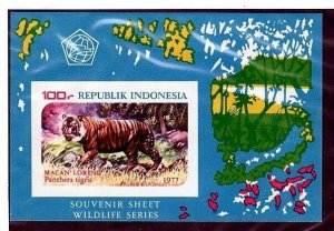 Indonesia Sc 1016a imperf NH S/S of 1977 - WWF -  Animals - Tiger