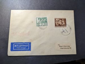 1944 Germany Feldpost Channel Islands Dual Postage Airmail Cover to Hamburg