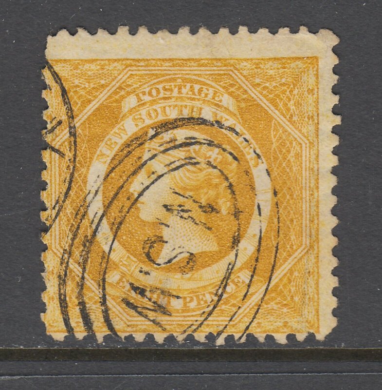 New South Wales SG 236b used. 1885 8p yellow Diadem, perf 11, sound, Fine