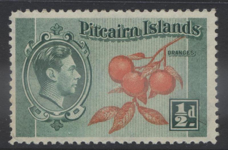 Pitcairn Is. - Scott 1 -Definitives - 1940 - MVLH - Blue Grn & Org- 1/2d Stamp3