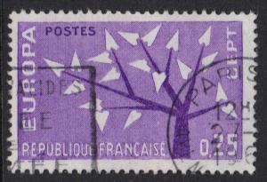 France   #1045  1962  Used Europa 25c.