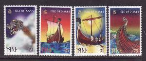 Isle of Man-Sc#771-4-unused NH set-Viking Longships-1998-