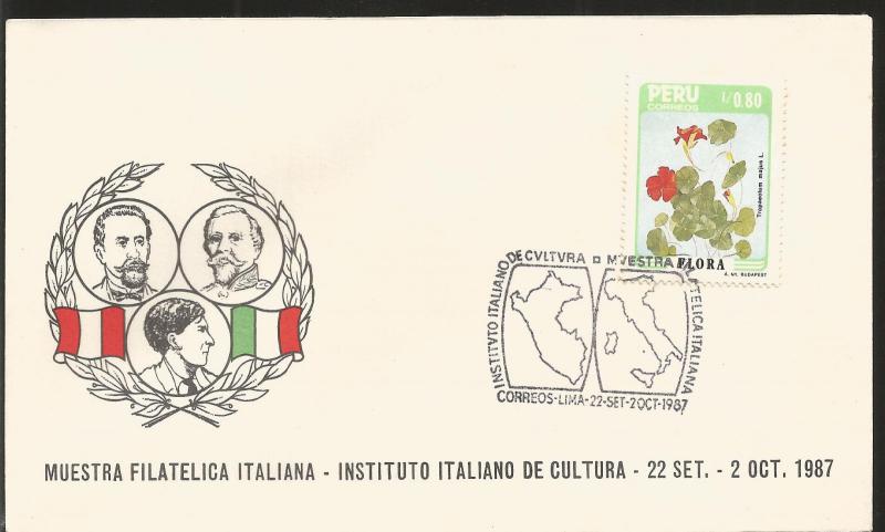 J) 1987 PERU, ITALIAN PHILATELIC EXHIBITION, ITALIAN INSTITUTE OF CULTURE, TROPA