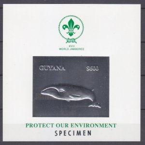 1993 Guyana 4135/B262b silver Marine fauna / Whales / Scouts SPECTMEN 50,00 €