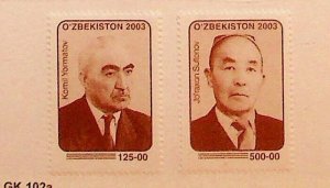 UZBEKISTAN Sc 372-3 NH ISSUE OF 2003 - FAMOUS PEOPLE