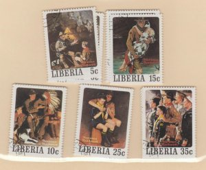 Liberia Scott #853a-857e Normal Rockwell Boy Scout Stamps - Used Set of 50