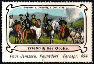 Vintage Czechoslovakia Poster Stamp Frederick the Great Battle Prague May 6 1757