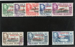 Falkland Islands Dep 1944 KGVI set complete very fine used. SG A1-A8. Sc 2L1-8.