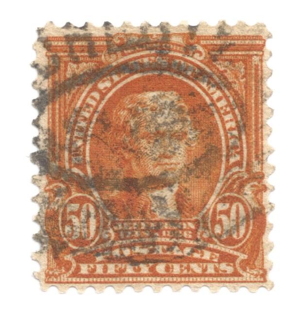 Scott #310 50-cent Orange Jefferson 1902 - 1903