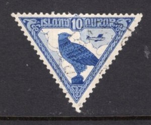 Iceland 1930 Falcon Airmail Triangle VF Used #C3 CV$75