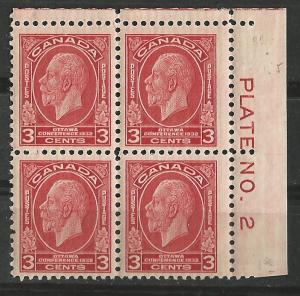 Canada # 192 Ottawa Conference 3c Plate Block PL2-UR (1)  Mint NH