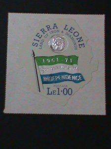 ​SIERRA LEONE-1971-SC# 421-LOVELY FLAG & LION HEAD SILVER EMBOSSED -MINT VF
