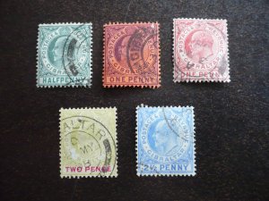 Stamps - Gibraltar - Scott# 49,50b,51,52a,55 - Used Part Set of 5 Stamps