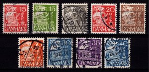 Denmark 1933-41 Caravel Def., quadrille background, Part Set [Used]