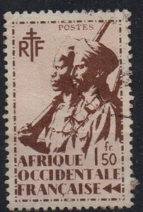 A.O.F - FRENCH COLONIAL - 1945 - SENEGALESE SOLDIER - Used - 1,50f -