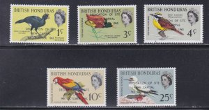 British Honduras # 195-199, Bird Stamps Overprinted, Mint NH, 1/2 Cat.