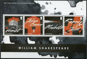 Montserrat 2013 MNH William Shakespeare 400th Globe Theatre Fire 4v M/S Stamps