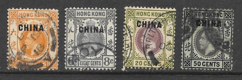 Great Britain Offices China #4, 5, 8, 11A Used Lot of 4 2018 CV $4.55