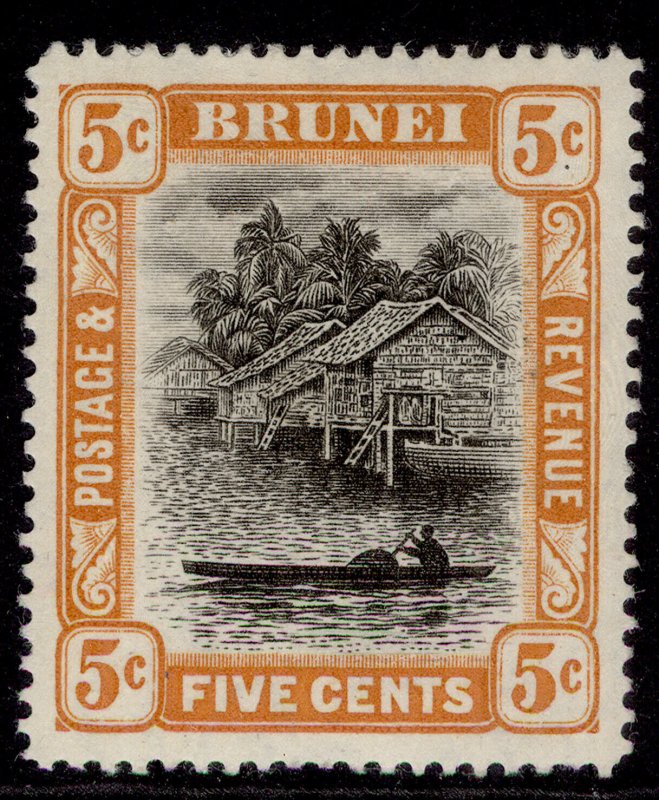 BRUNEI GV SG40, 5c black & orange, M MINT.