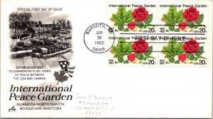 FDC 1982 SC #2014 Artcraft Cachet - Bunseith, ND - Block Of 4 - J4841