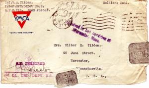 United States A.E.F. World War I Soldier's Free Mail 1919 U.S. Army M.P.E.S. ...