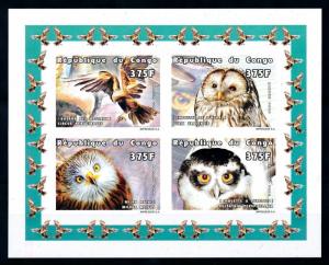 [75602] Congo Brazzaville 1999 Birds Owl Imperf. Sheet MNH