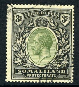 SOMALILAND-1921 3/- Dull Green & Black.  A fine used example Sg 84