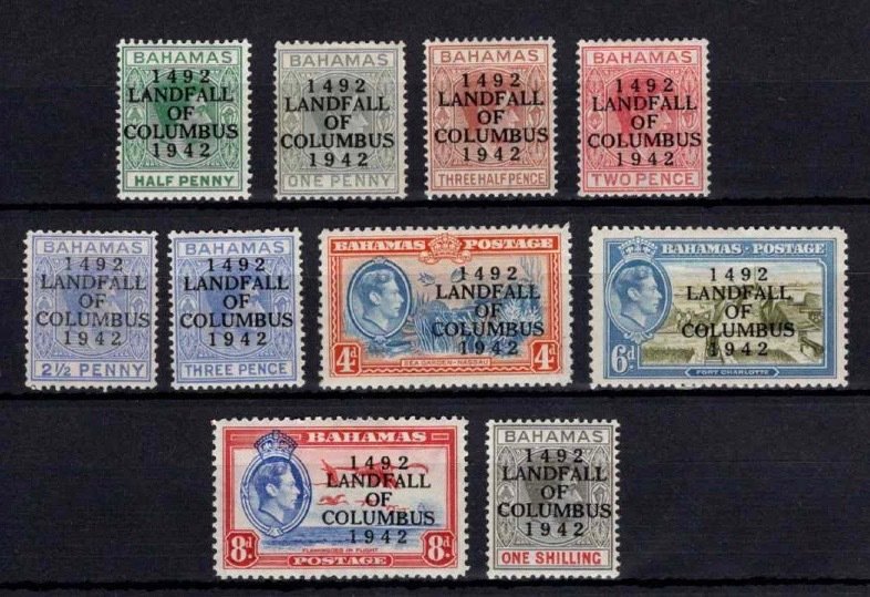 1942 Bahamas 450th Anniversary of Landing of Columbus Optd. Partial Set