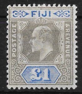 FIJI SG115 1903 £1 GREY-BLACK & ULTRAMARINE MTD MINT (r)