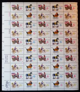 US #1415 - 1418 COMPLETE SHEET 6c Christmas Toys,  VF/XF mint never hinged,  ...