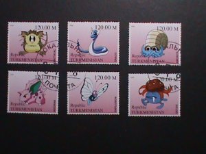 ​TURKMENISTAN -2000 LOVELY FAMPOUS POKEMON CTO FANCY POSTAL CANCEL VERY FINE