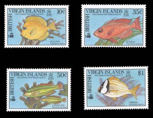 Virgin Islands #668-671 Cat$13.25, 1990 Fish, set of four, never hinged