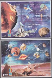 NEVIS Sc # 1212-3a-f CPL MNH SET 2 S/S of 6 each - SPACECRAFT